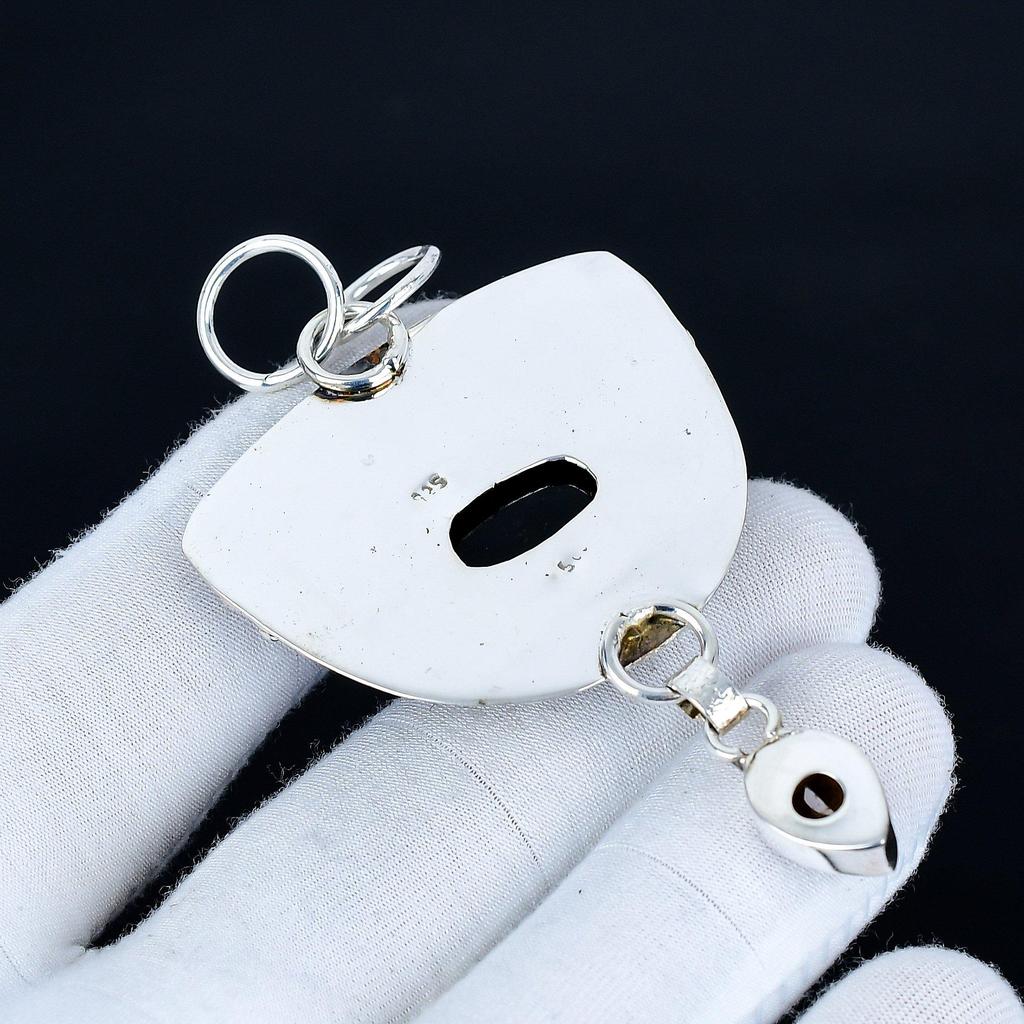 Black Onyx Pendant, 925 Sterling Silver Handmade Jewelry, Smoky Topaz Silver Pendant, Party Wear Jewelry For Women's, Pendant Engagement Gift