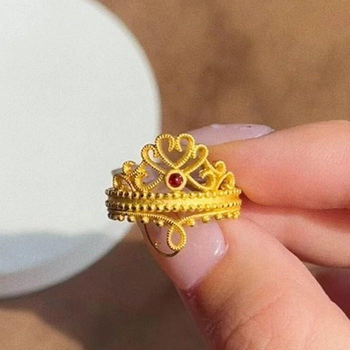 

Кольцо с открытой короной с золотым покрытием для женщин - Элегантный ювелирный подарок на дни рождения лучших подруг