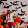 12/24/36/48/60Pcs New Halloween 3D Lighted Bats Wall Stickers Halloween Party DIY Decorative Horror Bats Removable Stickers