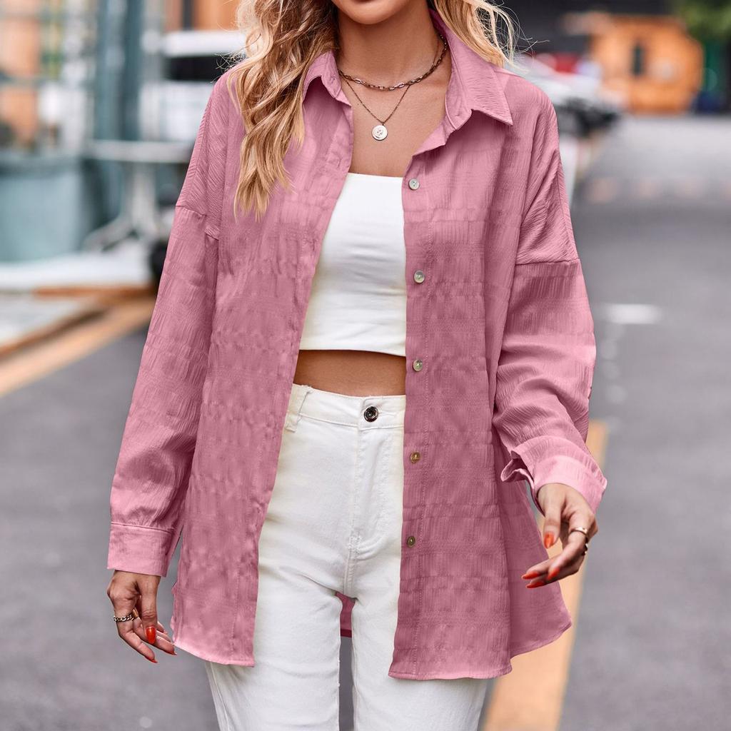 Women's Casual And Fashionable Bubble Loose Checkered Shirt Top Checkered Shirt Top