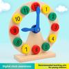 Wooden Educational Geometry Shape Clock With Manual Numbers For Kid Learning And Cognitive Development