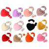 Women's Heart Shaped Faux Fur Wallet Purse Chain Shoulder Bag Winter Tote Purse Messenger Satchel