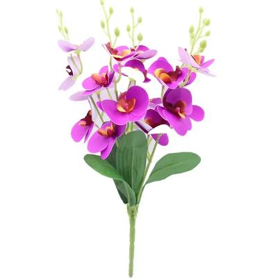 Home Decorative Artificial Flowers 3D Printed 5 Fork Phalaenopsis Branches Living Room Decoration Simulation Red Purple Flower