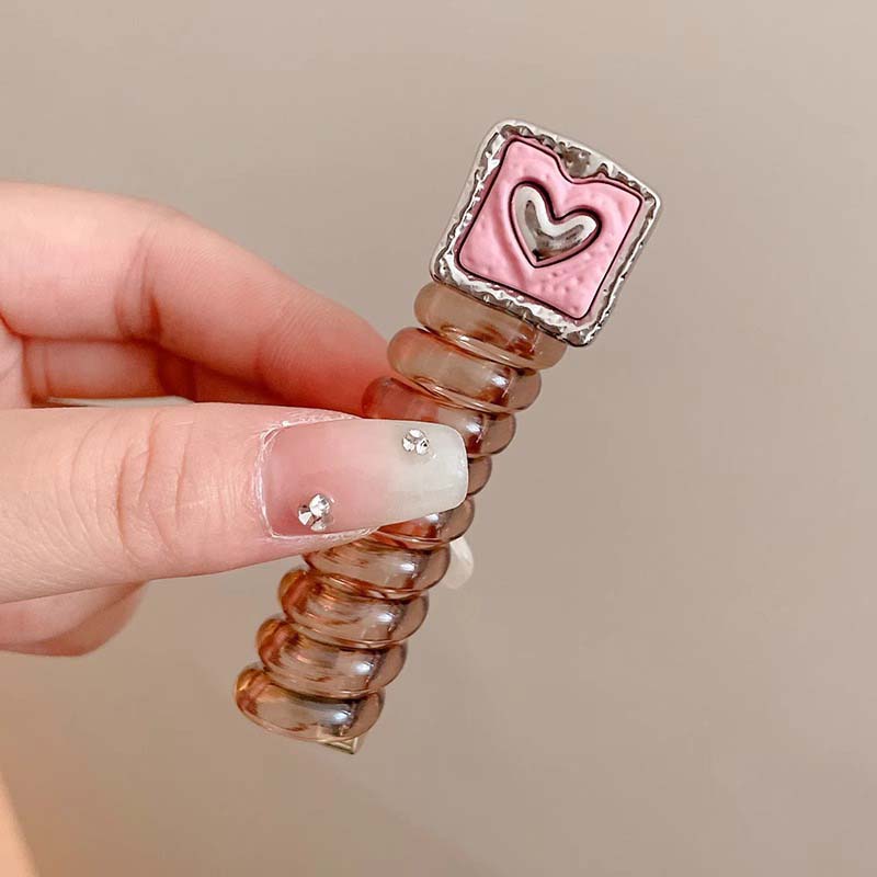 Y2k-Herz-Design, Pferdeschwanz, elastische Haarbänder, Gummi-Haargummis, Bündel Scrunchies, Telefondraht, Haarschmuck, Damen-Stirnband