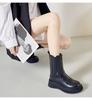 Genuine Leather Women Boots Woman Shoe Fashion Female Breathable Cowhide Bootie Front Zipper Light Black Boots