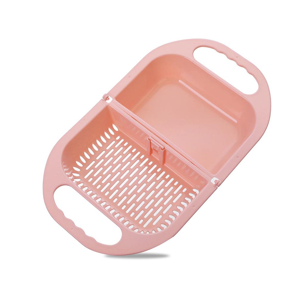 

Корзина для сушки, переносная, складная, с антипригарным покрытием, 2 отделения, дуршлаг для чистки овощей, бытовая кухонная сетка, аксессуары розовый