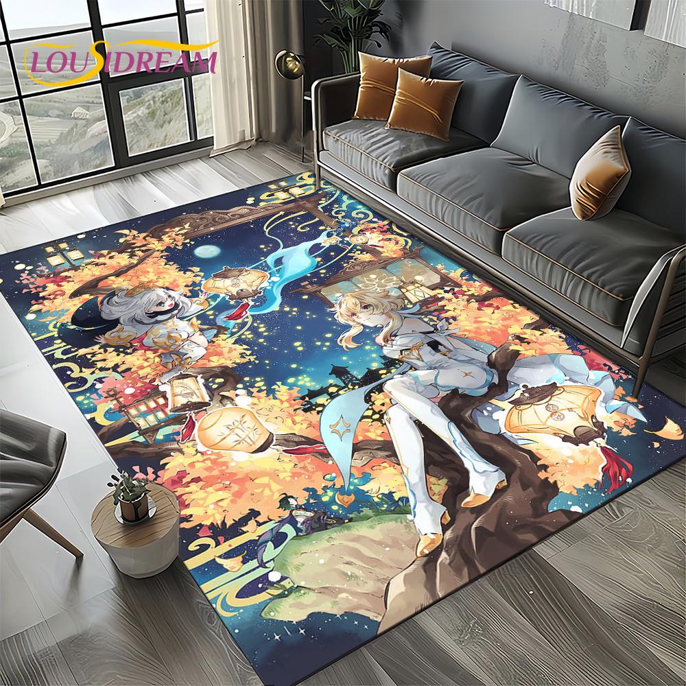 2025 New Cartoon Genshin Impact Character Solo Game Carpet Rug for Living Room Bedroom Home Sofa Decoration,Non-slip Floor Mat