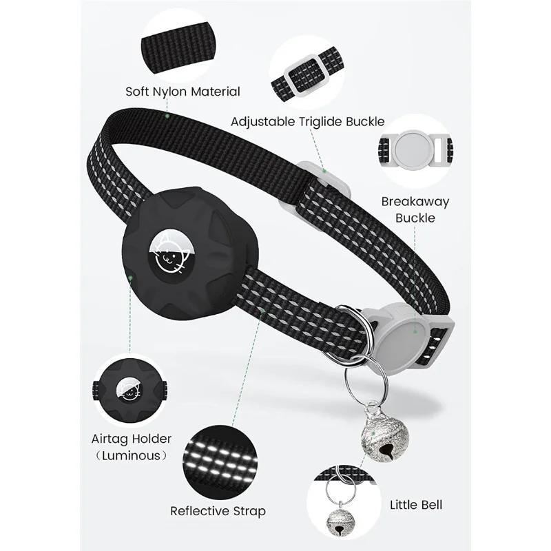 Pet Collar for Air Tags Shock & Water Proof Protective Holder for GPS Trackers Glows In the Dark Fits for Small Dogs