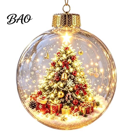 Personalisierte Weihnachtsgeschenkideen Beleuchtete Kugeln, 3D-Miniatur-Szene zum Aufhängen mit warmem LED-Licht, Einzigartige Souvenir-Geschenke, Klares Acryl