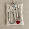 Stylish Versatile Sweater Chain Heart Shaped Pendant Necklace Featuring Adjustable Cord Red Resin Women Fashion