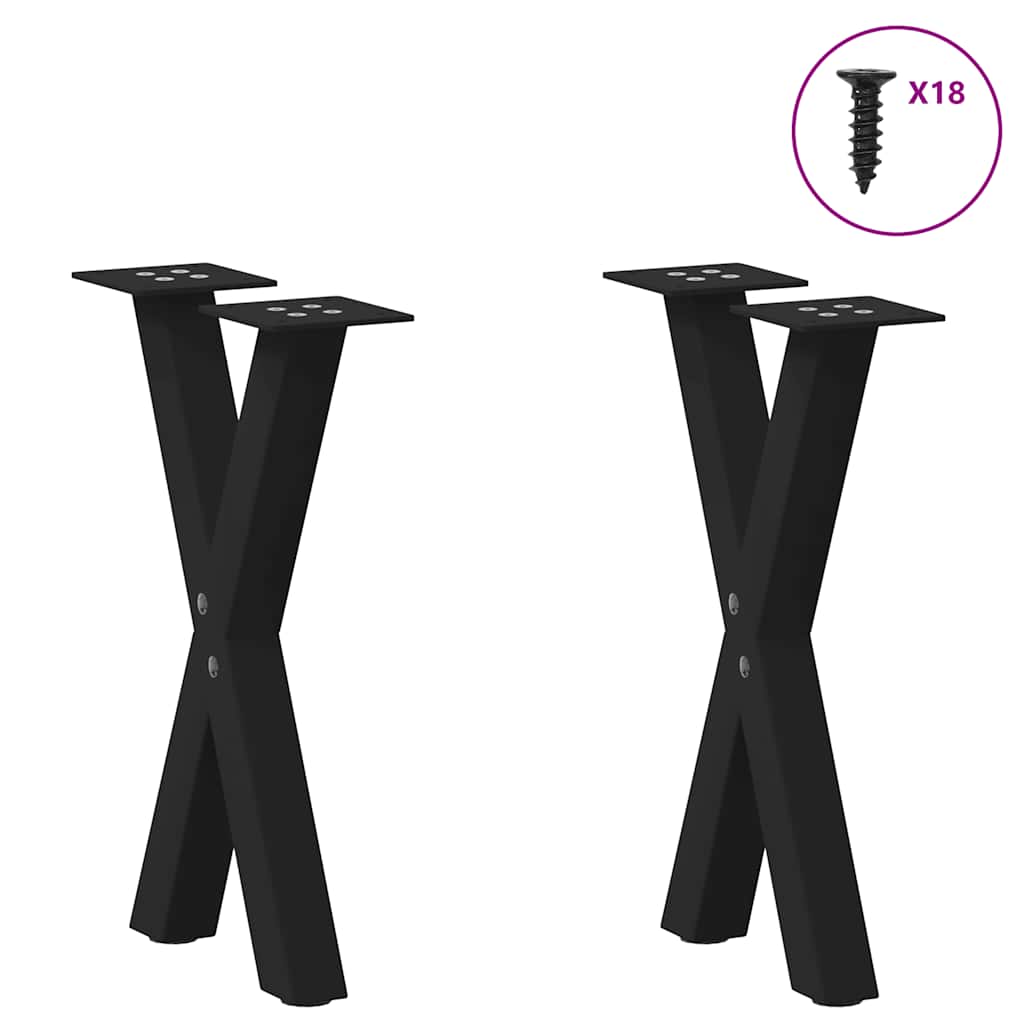 Vidaxl Coffee Table Legs, 2 Pcs, Black, 38X(42-43) Cm, Steel