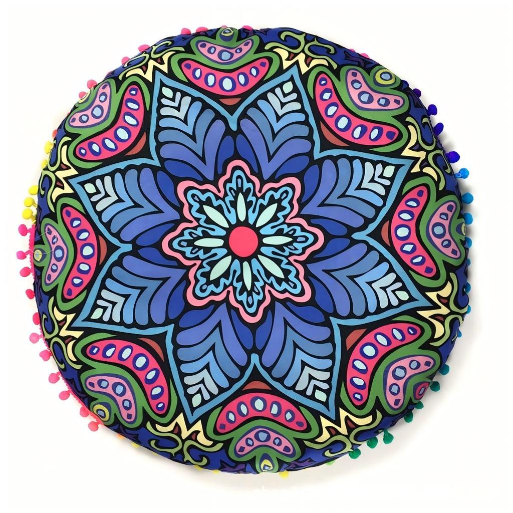 Bohemian 43cm/80cm Round Pillow Case Mandala Pattern Cushion Cover Indian Elephant Retro Meditation Floor Decorative Pillows
