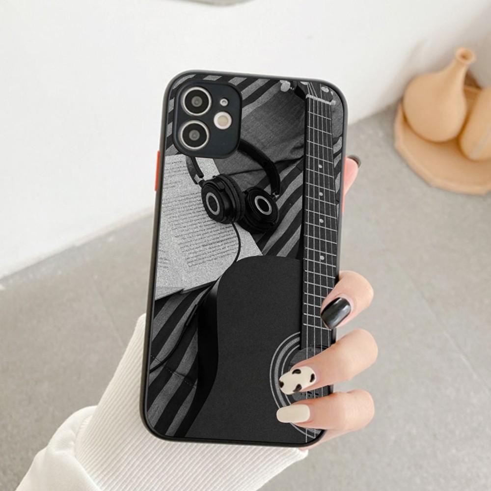 Custodia per Telefono con Strumento Musicale Chitarra Pianoforte Per IPhone 14 11 12 13 Mini Pro Max 8 7 Plus X XR XS MAX Copertura Traslucida Opaca