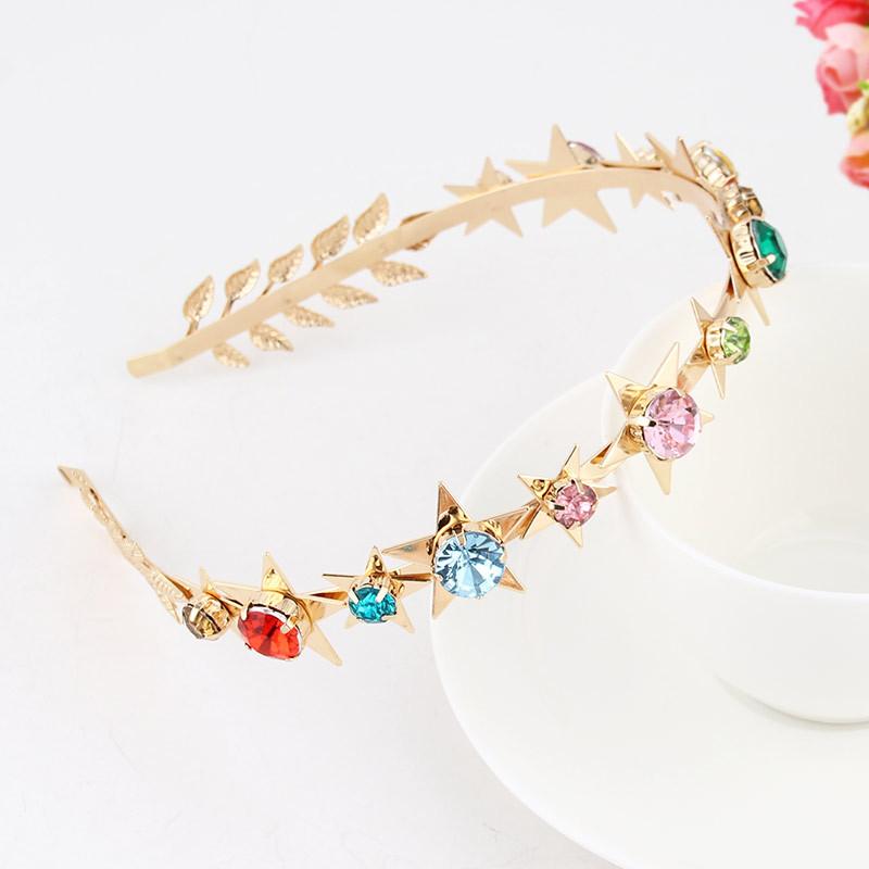 Baroque Colorful Rhinestone Headband Hair Hoop Women Hair Accessories New Shiny Fashion Crystal Flower Crown Head Wrap
