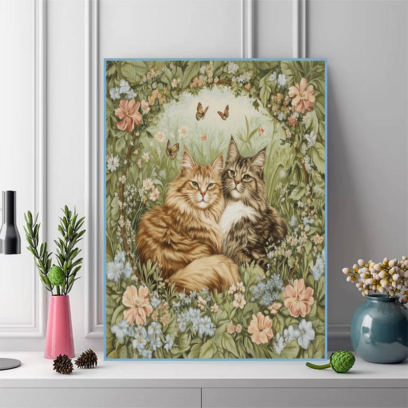 Maine Coon and grassland Pattern  3pcs 100% Round Full Drill 5D DIY Diamond Painting Embroidery Cross Stitch Rhinestone Décor