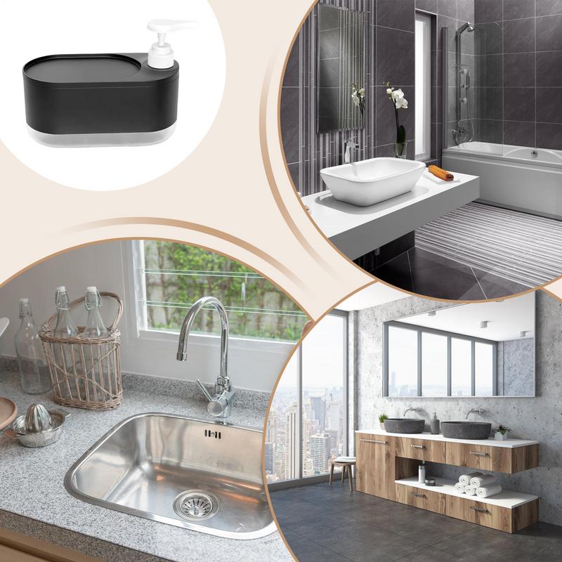 Soap Dispenser With Sponge Holder Shampoo Dispenser Soap Pump Container Storage Organizer Holder For Home Bathroom Kitchen