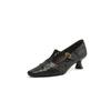 Fashion New Spring/Summer Genuine Leather Women Pumps Shoes for Women Fashion Rivet Square Toe Mary Jane Shoes Women Handmade High Heels