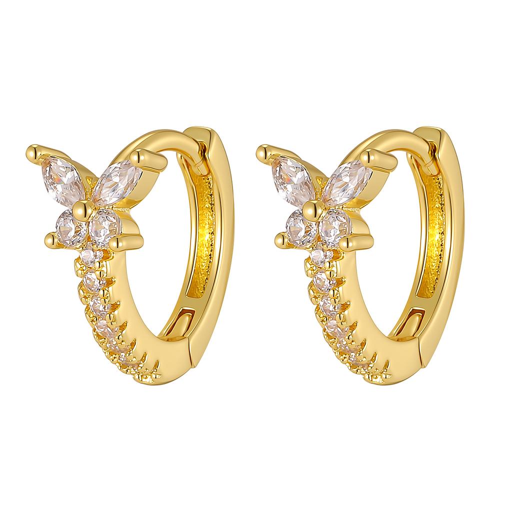 Vnox Gold Plated Copper Colorful Zirconia Butterfly Earrings for Women Girl, Classica White Crystal Stone Earrings Party Gifts