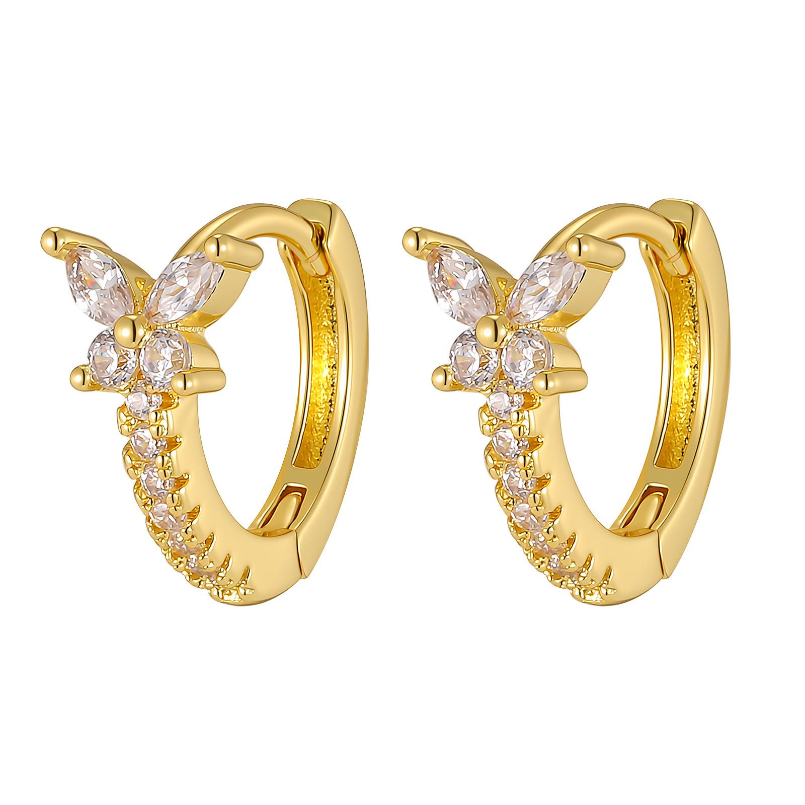 

Vnox Gold Plated Copper Colorful Zirconia Butterfly Earrings for Women Girl, Classica White Crystal Stone Earrings Party Gifts