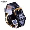 WINNER Steampunk – montre-bracelet mécanique automatique pour hommes, Triangle, squelette doré, mouvement mystérieux, marque de luxe