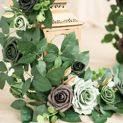 2 peças Rosa Artificial Multicolorida Planta Verde Lanterna Flor Videira, Pode Ser Usada Para Decoração de Cerimônia de Jardim de Pátio Externo