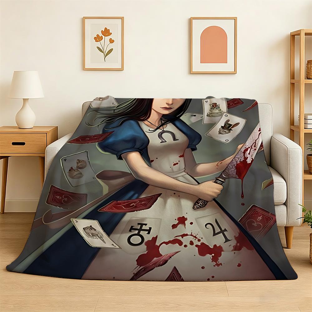 Alice Madness Returns Throw 240g Flannel Blanket Lightweight Soft Skin-friendly Summer Thin Throw Blanket 75X95CM