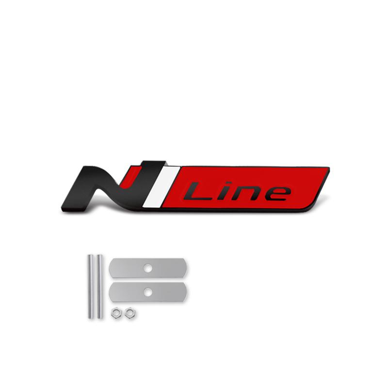 Car-Styling Metal Stickers N LINE Emblem Grille Badge For Veloster Accent Kona Elantra Ix25 Ix35 i30 i20 Sonata Tucson Kona