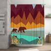 Mountain Bear Forest Shower Curtain Nature Wildlife Backdrop Bathroom Decor Rustic Woodland Theme Shower Liner Vintage Home Deco