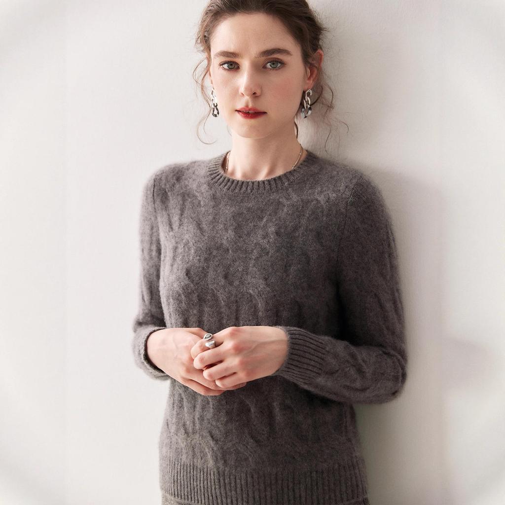 Women's Soft Cashmere Cable Knit Pullover Sweater - Thick, Warm & Skin-Friendly for Autumn/Winter