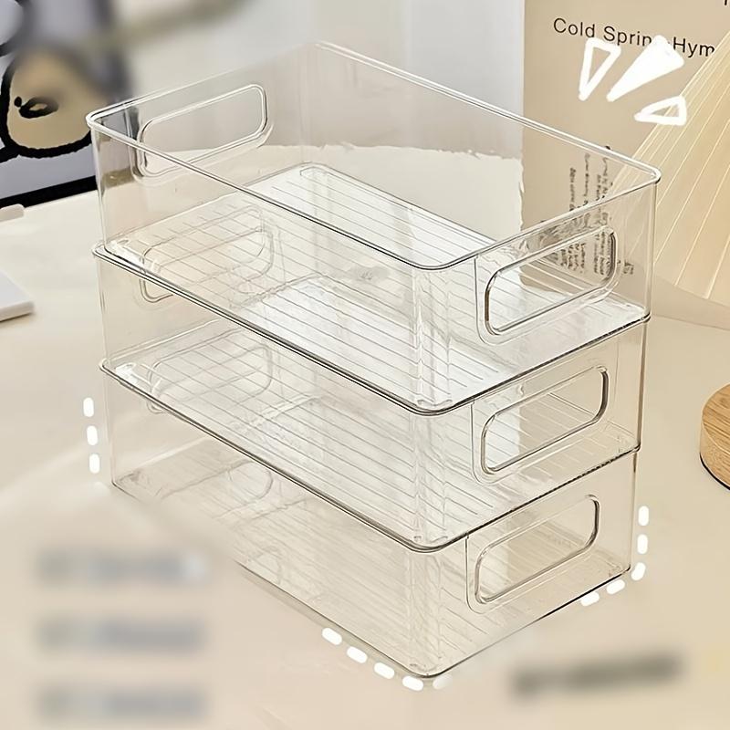 1pc Portable Desktop Storage Box, Transparent Storage Basket For Cosmetic, Stationary, Toiletry, Medicine And Sundries