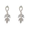 Women Exquisite Fashion Luxury Zircon Leaf Tassel Drop Dangle Earrings