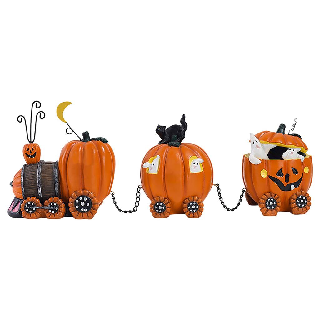 Halloween Pumpkin Train Resin Small Holiday Ornaments Holiday Decoration Desktop Props
