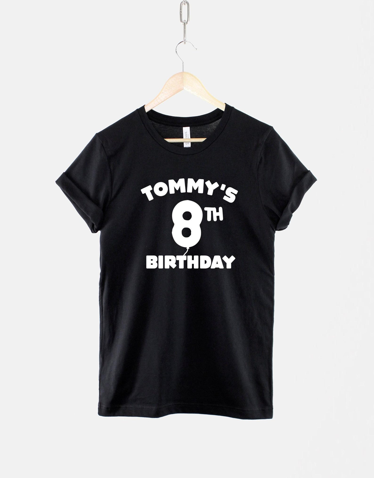 Kids Birthday Balloon T-Shirt, Personalized Kids Birthday Shirt, Birthday Party Graphic Tee for Kids, Custom Name Top S