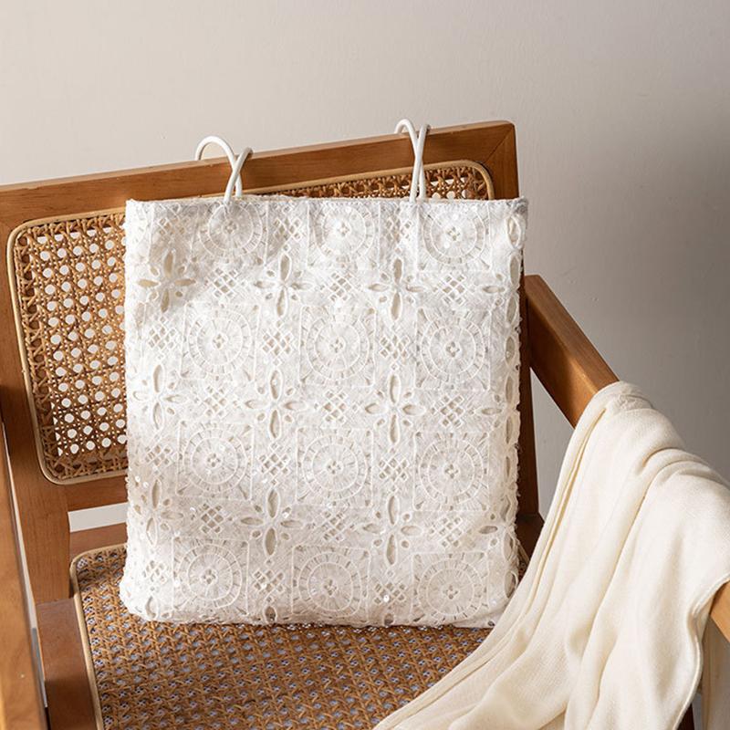Hollow Out Embroidery Lace Shoulder Bag Flower Design Large Capacity Sequin Tote Bag Lightweight Women's Shopper Handbag CLE