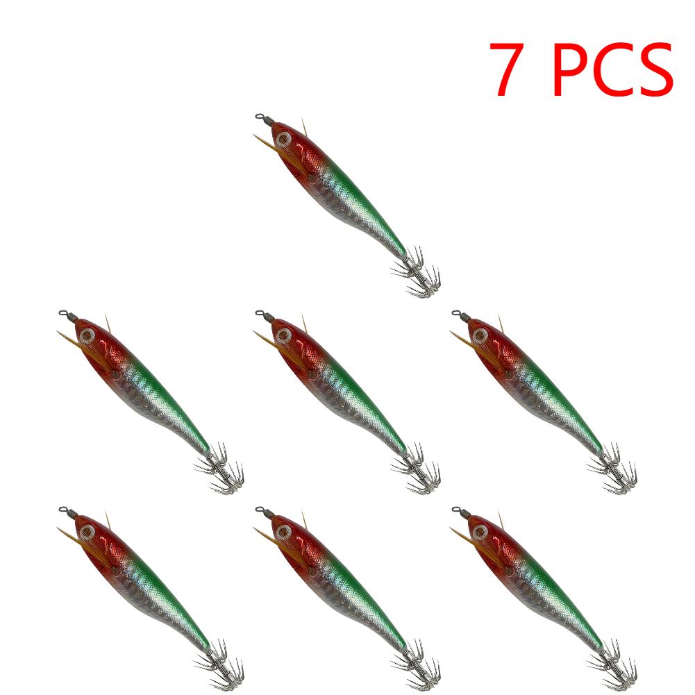 10-1PCS Bionic Shrimp Fishing Lures Horizontal Luminous Squid Jig Hook Sea Fishing Accessories Artificial Bait 9CM Octopus Lure