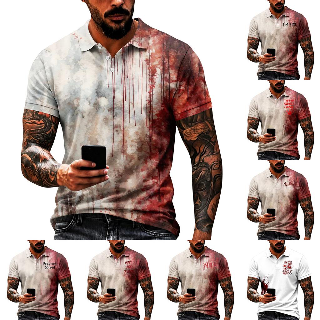 Men's Halloween Short Sleeve T-Shirt for Holiday Casual Wear