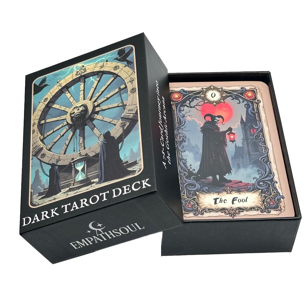Dark Tarot Cards Set, Gothic Arcana Journey Classic Theme Deck, 78 Cards 13x9cm, Fortune-Telling & Divination Game
