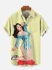 1980s Vintage Pin Up Girl Poster Sexy Girls Blonde Beauty 3D Prints Men's Short Sleeved Shirts For Men Fashion Hawaiian Shirts