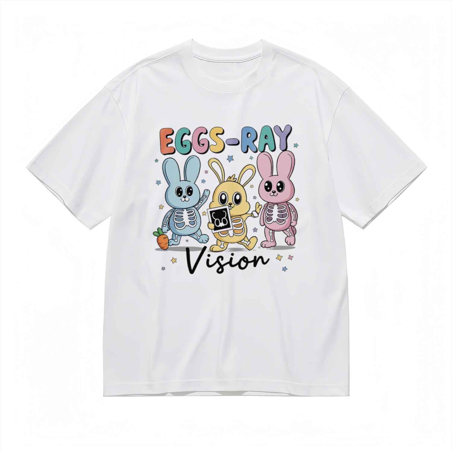 Women s Fashion Soft Breathable Classic T-Shirt Mens Womens Tees Top Eggs Ray Vision Bunnies Tee M
