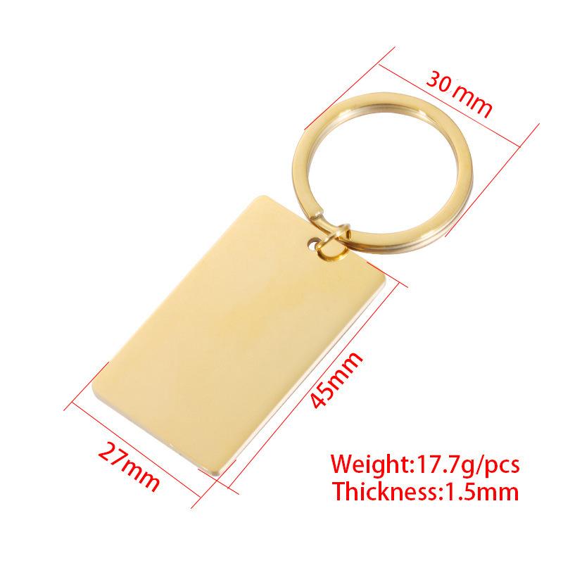 1PCS Blank Rectangle Bar Keyring Minimalist Style Key Holder Stainless Steel Keychain Personalized Stamping Mirror Polish Key Chain