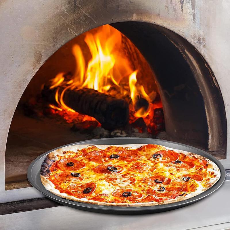 Buy Non Stick Pizza Pan Holes Crisper Round Baking Tray Plate Carbon Oven NEW C0D3 at affordable