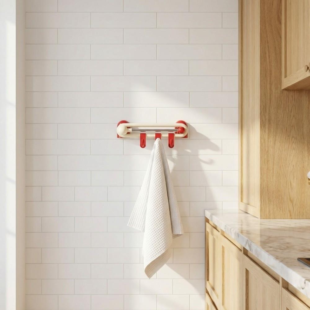 Wall Wall Towel Hooks Waterproof Kitchen Storage Hooks Multifunctional Rotating Sliding Hooks  Door