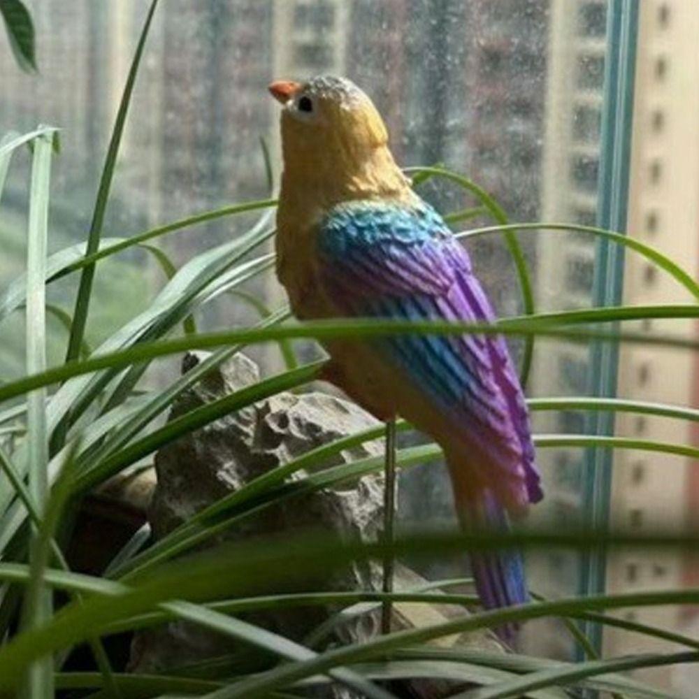 2Pcs Cute Garden Bird Decorative Stakes Lifelike Mini Bird Sculpture  Farmhouse