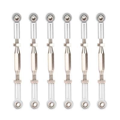 6 Pcs 81mm Adjustable Aluminum Servo Links Tie Rod Set for RC Car Accessoriessilver