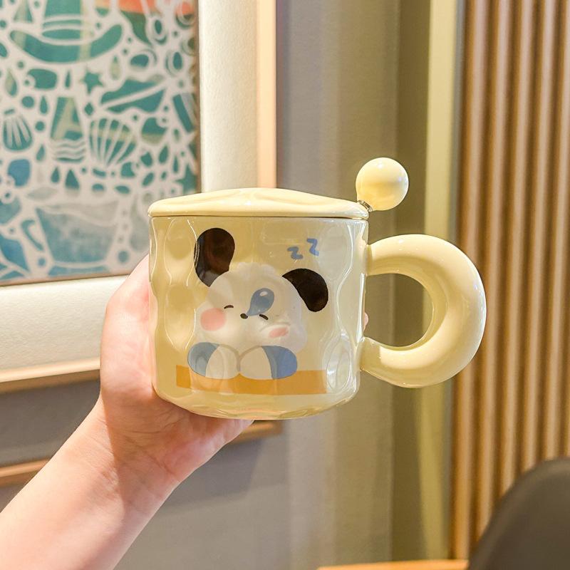 Mléčné fufu štěně hrnek roztomilý dívčí keramický hrnek s víčkem lžičkou kancelář pár kávový hrnek snídaňový hrnek