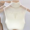 Mesh Knitted Top Women Y2K Tank Top Half Neck Vest Female Sleeveless Sweater Chic Cut Out Streetwear Solid Skinny Tube Top