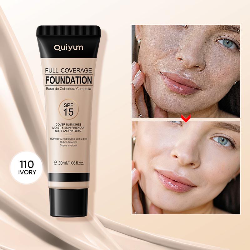 Quiyum Full Coverage Foundation 30ml - Concealing, Brightening, Natural & Lightweight