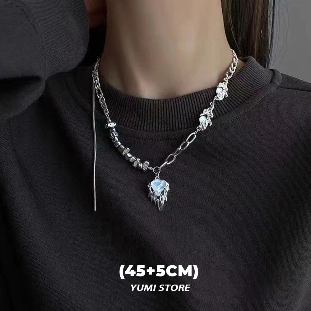 Titanium Steel Black Star Necklace For Men Women Trend Cross Pendant Collar Sweater Chain Hip Hop Kpop  Male Accessories