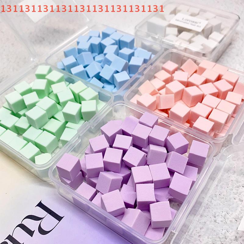 50pcs Mini Square Nail Sponge Powder Puff Nails Art Gel Polish Tools Makeup Cosmetic Nail Buffer Block For Manicure Accessories