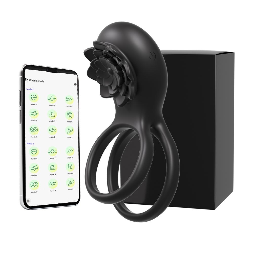 Penisring Vibrator Neun Frequenzen Doppelmotor Zwei-Punkt-Vibration Verzögerte Ejakulation Vergrößerte Erektion Sexspielzeug für Mann Paare